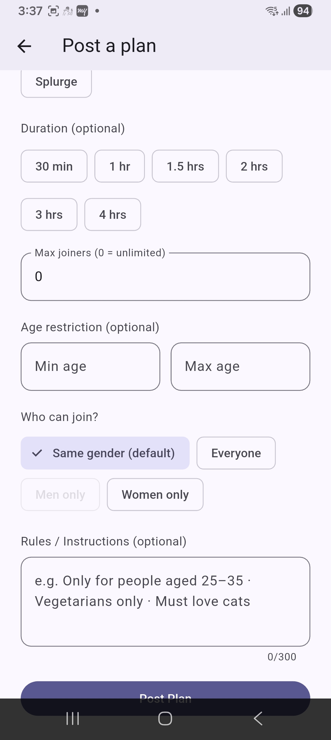 Same gender default when posting